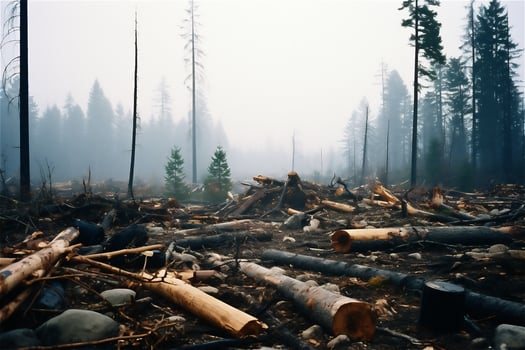 Deforestation in rural areas, timber harvesting. photo