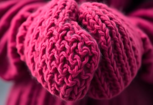 close up of a pink knitted object photo