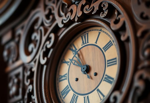 close up of a clock with roman numerals photo