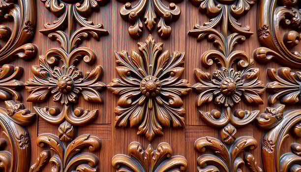 Wooden panel with ornate designs photo