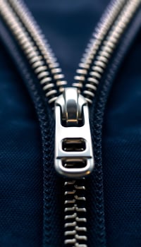 close up of a zipper on a blue jacket photo