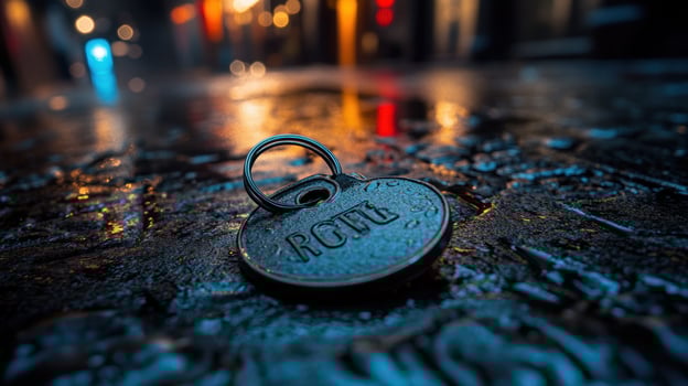 Wet Dog Tag on Paved Street photo