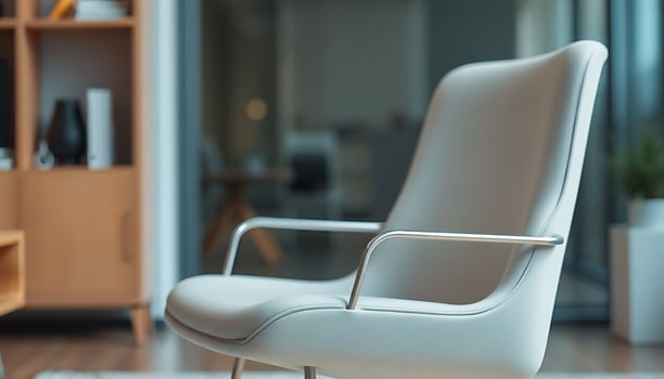 white office chair sitting on top of a hard wood floor photo