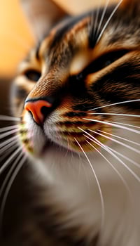 close up of a cat's face with it's eyes closed photo