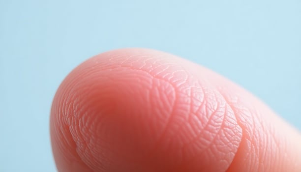 close up of a finger with a blue background photo