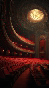 Majestic theater interior showcasing ornate design and plush red seating before a performance begins photo