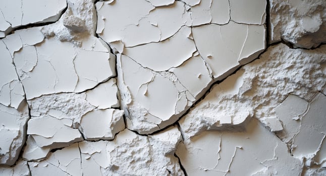 A close up of a cracked wall with white paint photo