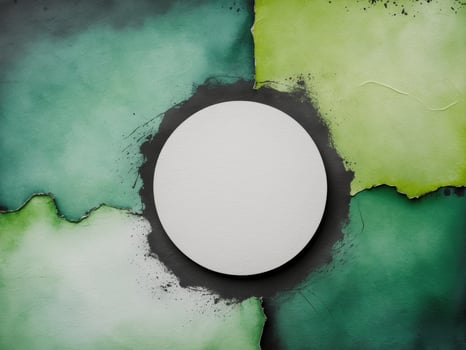 A white oval on a green and black background photo