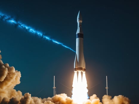 Spectacular Rocket Launch Against a Starry Night Sky Featuring the Milky Way. photo