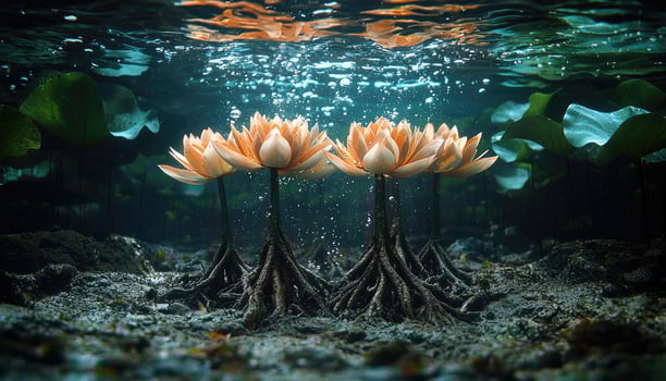 Underwater Lotus Flowers With Exposed Root photo