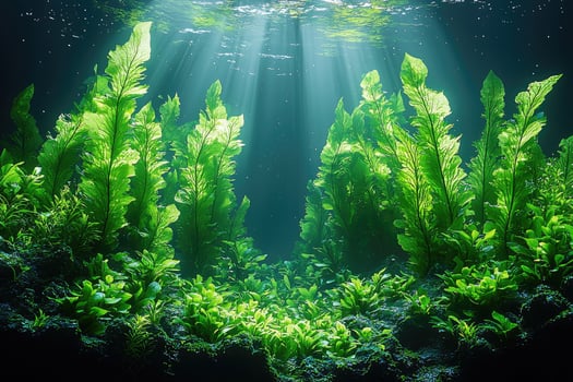 Underwater Scene Showing Lush Plants photo