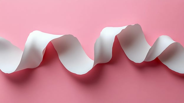 White Paper Ribbon Spiral on Pink Background Template photo