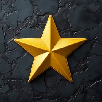 3D Star on Black Textured Background photo