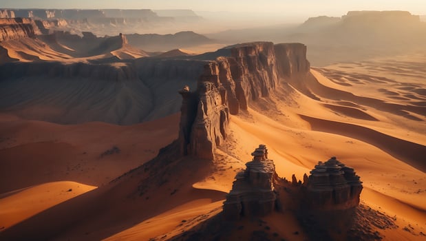 Sandstone Cliffs and Desert Landscape photo