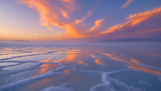 Salt Flat Reflection with Sunset photo