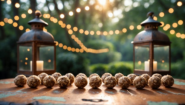 Energy Ball on Table with Lantern and String Light photo