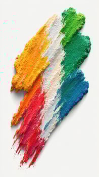 Bright colors of paint create an artistic arrangement on a white background showcasing creativity and natural beauty photo
