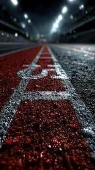 Running track at night showing detailed textures and lighting effects in a sports facility photo
