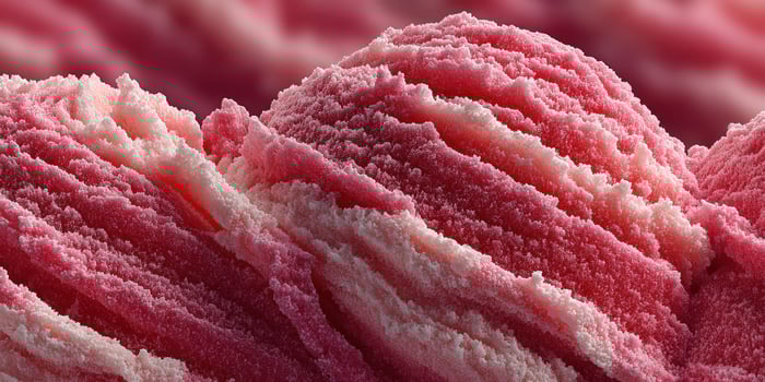 Scoop of vibrant strawberry sorbet inviting sweet summer memories and refreshing indulgence on a warm day photo