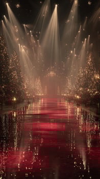 Elegant holiday display featuring illuminated trees and a sparkling pathway at a festive venue during the Christmas season photo