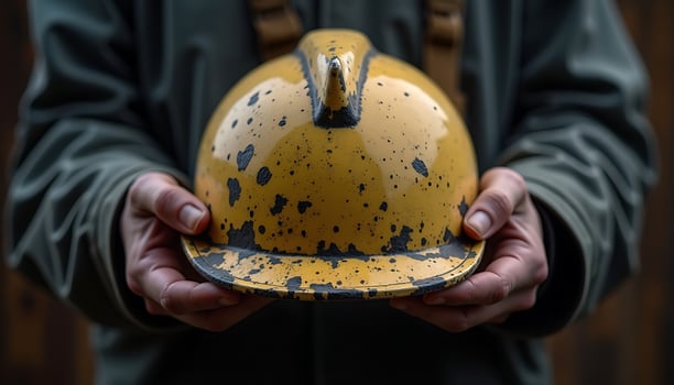 Yellow Hard Hat Held by Person photo