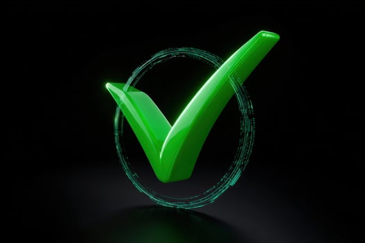 Glowing digital checkmark symbolizing approval in a futuristic design photo