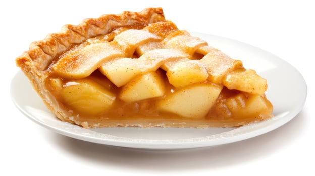 Slice of Apple Pie on Plate for Holiday Dessert, Bakery, or Food Ad photo