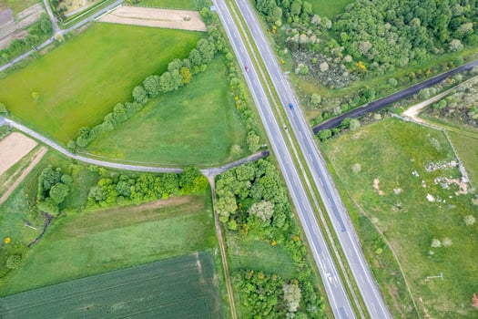 a52 highway in Galicia, aerial view with drone photo