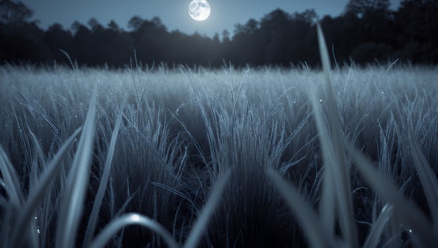 Field of Grass Under Full Moon at Night in Nature photo
