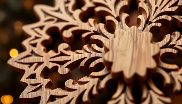 close up of a wood carving of a flower photo