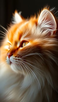An orange cat with long hair and yellow eyes photo
