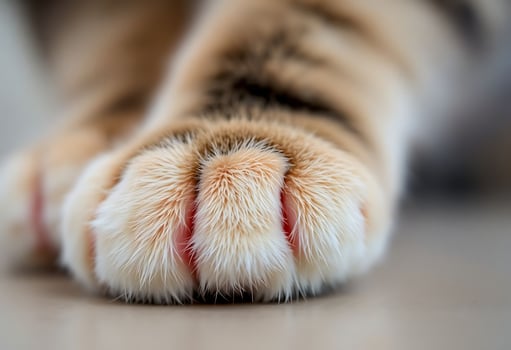 close up of a cat's paw on the ground photo