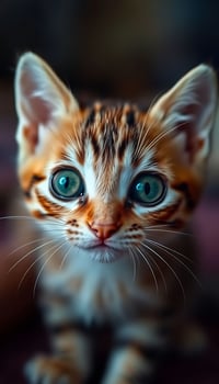A small kitten with big eyes looking at the camera photo