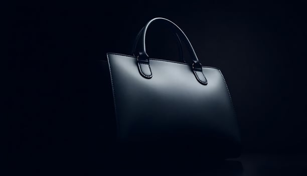 black handbag sitting on top of a table photo