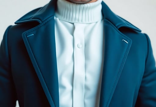 man wearing a blue jacket and white shirt photo
