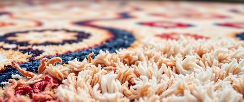 A close up of a colorful rug photo