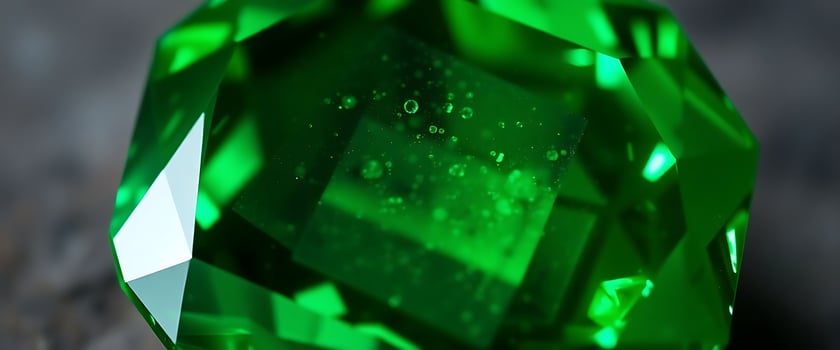 green diamond sitting on top of a wooden table photo