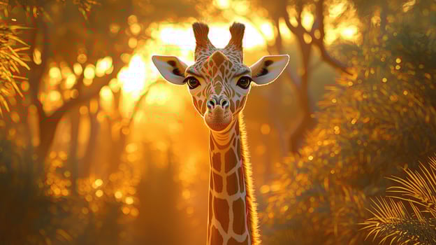 A Young Giraffe Silhouetted Against A Sunset photo