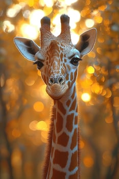 Young Giraffe Portrait Golden Sunset Background photo