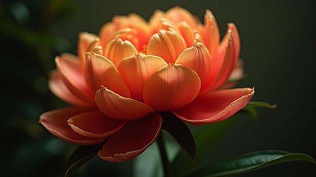 A vibrant, orange flower blooms elegantly against a muted backdrop. photo