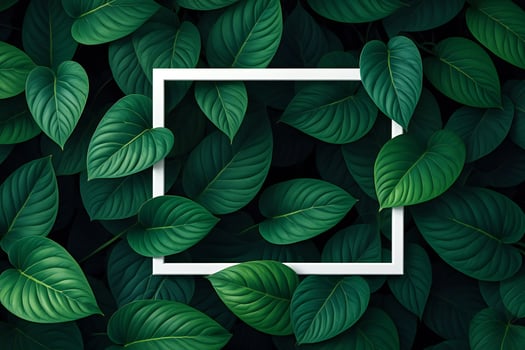 Nature Background Lush Green Tropical Foliage Background with White Frame Nature Photography Perfect for Design photo