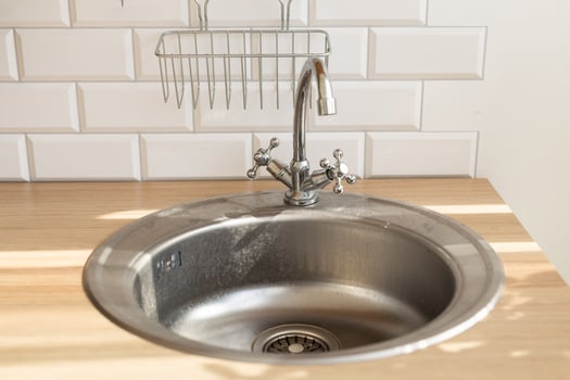 Kitchen silver sink modern decoration house stainless steel close-up photo