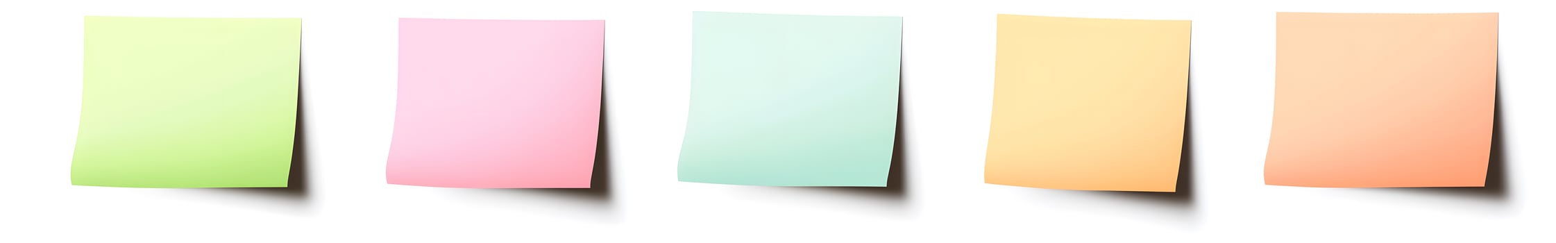 Four pastel colored sticky notes against a white background. photo