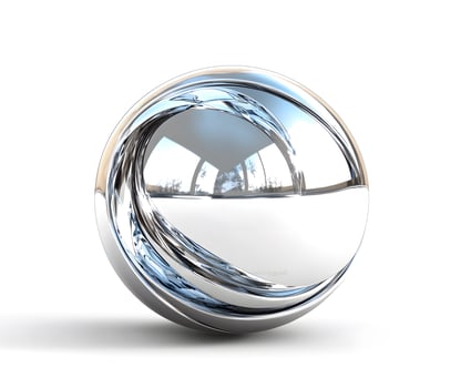 Shiny metallic sphere with reflective surface. photo