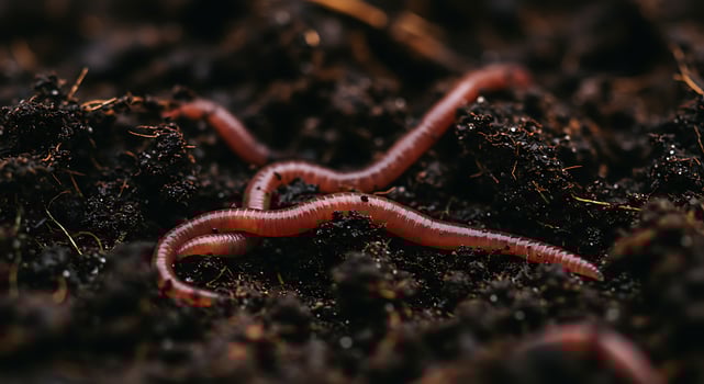 Earthworms Crawling on Rich Soil for Composting and Gardening photo