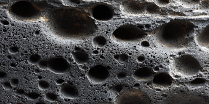 Close up texture of porous volcanic rock surface photo