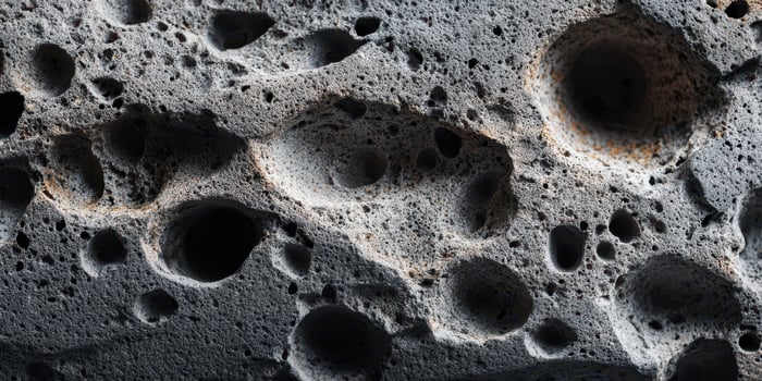 Close up texture of volcanic rock with holes photo