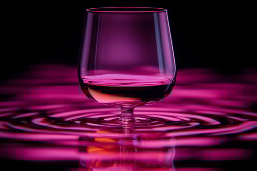Elegant Glass of Wine with Vibrant Pink Lighting Waves for Modern Decor photo