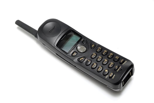 Classic Mobile Phone with Antenna on White Background photo