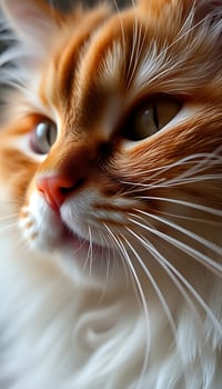 An orange and white cat with long hair photo